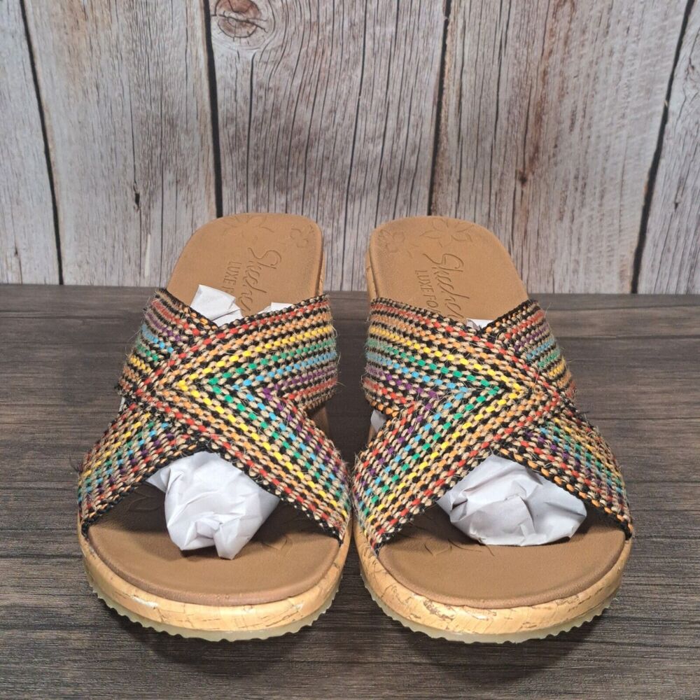 Skechers Beverlee Delighted Relaxed Step Luxe Foam Wedge Sandals Women's 9 - Picture 2 of 8